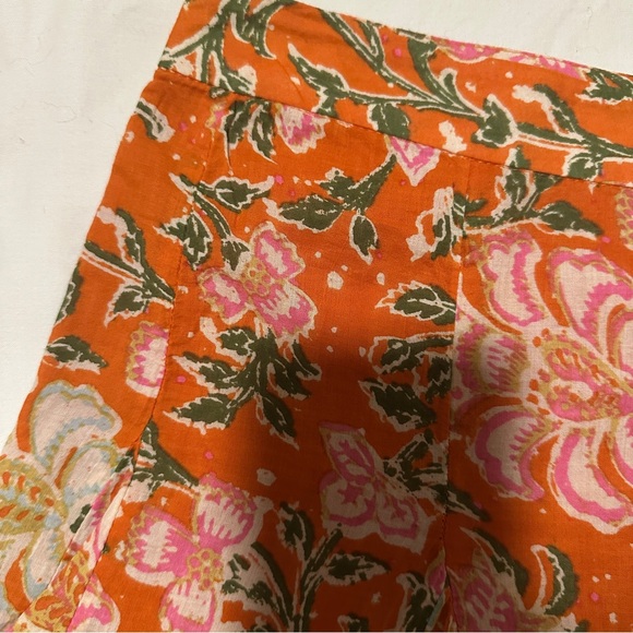 Free People Orange and Pink Floral Linen Skirt - Picture 2 of 5